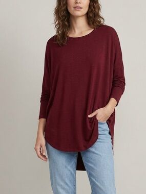 Bryn Walker Scoop Tunic Size S Burgundy Rachele Lagenlook Dolman Sleeve USA